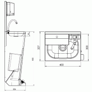 Lave-mains avec pédale et distributeur de savon / papier | P 330 mm_4