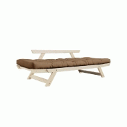 Banquette méridienne convertible futon BEBOP - Pin naturel - Coloris mocca - Couchage 75x200 cm_4