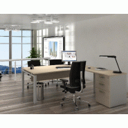 Bureau compact  ECO avec caisson - Mobel Linea. - Argent Ral 9006, 160, Anthracite, Droite_0