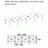 Grande table de réunion X7 avec pieds ouverts chromés - Officity - Chromé, Wenge, 640_4