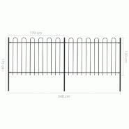 Vidaxl clôture de jardin avec dessus en cerceau acier 3,4 x 1,2 m noir 277666_4