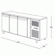 Table desserte négative centrale GN 1/1 profondeur 700 - 3 portes | L2g - GN3100BT_4