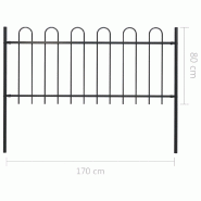 Vidaxl clôture de jardin avec dessus en cerceau acier 1,7 m noir 144930_4