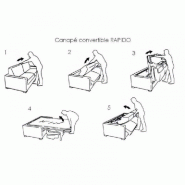 Canapé-lit 3 places convertible OPERA - Ouverture express - Matelas 16 cm - Velours violet foncé - Tête de lit intégrée_4