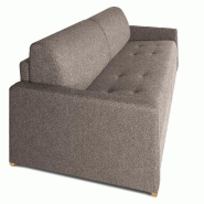 Canapé convertible express DANDY - Matelas Comfort BULTEX® 140cm - Mono assise capitonnée - Velours taupe_4