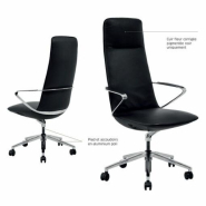Fauteuil de bureau en cuir ALEC neuf - design harmonieux - blocable 2 positions - aluminium poli - fauteuil président_4