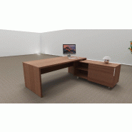 Bureau d'angle T45 avec desserte dos design - Quadrifoglio - 192, Droite, Noyer Canaletto_4