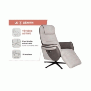 Fauteuil relax électrique ZILIA - Bi-moteur, tissu gris clair/gris foncé, piètement étoile métal noir - Pivotant 360°_4