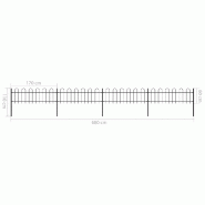 Vidaxl clôture de jardin avec dessus en cerceau acier 6,8 x 0,6 m noir 277641_4