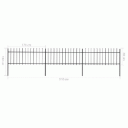 Vidaxl clôture de jardin avec dessus en lance acier 5,1 x 0,8 m noir 277604_4