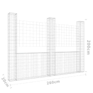 Vidaxl panier de gabion en forme de u avec 3 poteaux fer 260x20x200 cm 151290_4