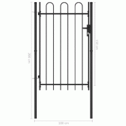 Vidaxl portillon simple porte avec dessus arqué acier 1x1,5 m noir 146031_4