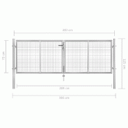 Vidaxl porte de jardin acier galvanisé 306x125 cm argenté 144761_4