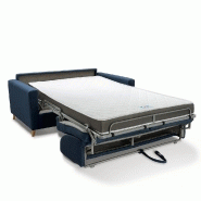Canapé convertible express VirGola - Matelas 16 cm - Sommier à lattes 160 cm - Tissu tweed bleu_4