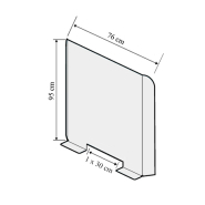 Écran de Protection Plexiglass Transparent - H 60 x L 76 x P 16 cm - Réf : 490760 - Passe-documents et fixation adhésive_4