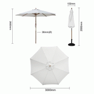 Parasol rond gris Bolero 3m_4