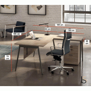 Bureau avec retour X3 - Officity - Anthracite, Noyer canaletto, 160 x 160 cm_4