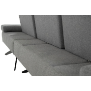 Canapé d'angle Fernie - Double profondeur - Méridienne droite en tissu gris - 296 x 179 cm - Pieds métal noir_4