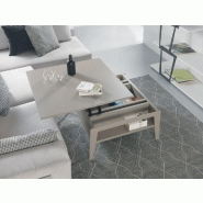 Table basse relevable BRIGHTON gris taupe 80x80 cm - Design moderne avec plateau en bois stratifié_4