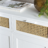 Buffet Andros blanc - 2 tiroirs et 2 portes avec cannage naturel en rotin_4