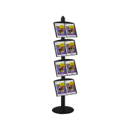 Présentoir Visual-Displays® gris - 4 étagères en métal inclinées - Réf : 214606M_4