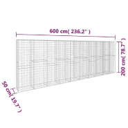 Vidaxl mur en gabion avec couvercle acier galvanisé 600 x 50 x 200 cm 145089_4