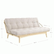 Banquette futon FOLK en pin massif - Coloris naturel - Couchage 130 x 190 cm - Design minimaliste et accoudoirs en métal_4