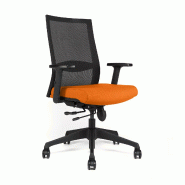 Siège de bureau synchrone dossier résille So Turin - Z03, Paire d'accoudoirs réglables sur 3 axes - Couleur noire, Avec, Tissu_4