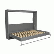 Armoire lit horizontale escamotable STRADA-V2 gris graphite mat - couchage quotidien 90x200 cm_4