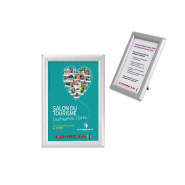 Cadre Alu Affichage Visu-Clic® A4 mural ou comptoir - Réf : 214224C - avec pied arrière, profilé aluminium rabattable et plexiglass antireflets_4