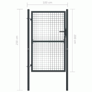Vidaxl portail en maille de jardin acier galvanisé 100 x 250 cm gris 145775_4