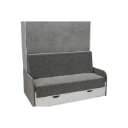 Armoire lit escamotable LOFT SOFA gris béton avec canapé accoudoirs tissu - Couchage 140x200 cm - Design moderne et fonctionnel_4