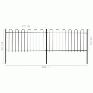 Vidaxl clôture de jardin avec dessus en cerceau acier 3,4 x 1 m noir 277657_4