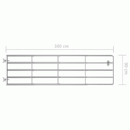 Vidaxl portillon à 5 barres acier (115-300)x90 cm argenté 145986_4