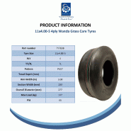 11x4.00-5 Smooth Lawnmower Slick Tyre 4ply Tubeless Wanda P607 150kgs (Set of 2)_4