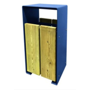 Corbeille publique Taulo 60 L - Lames en pin traité autoclave - Structure en acier peint - Vidage par basculement_4