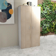 Armoire haute 197 cm avec portes battantes - Mobel Linea - 80, Acacia clair_4