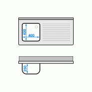 Plonge Inox 1 bac avec passage lave-vaisselle - P 600 - GGM - 1200 mm bac à gauche_4