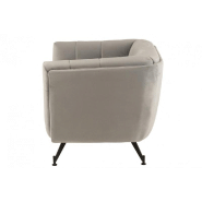 Fauteuil lounge Marianah gris clair - style contemporain - structure bois et assise velours capitonnée_4