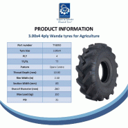 3.00x4 Open Centre Cleated Rotovator Lug Tyre 25mm Roller Bearing Rim (Set of 2)_4