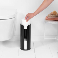 Distributeur de papier hygiénique ReNew - Matt Black - Brabantia - 3 rouleaux - Design minimaliste_4