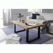 Table basse 110 cm - chêne massif et métal - style industriel et naturel_4