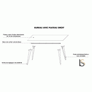 Bureau de direction rectangulaire Pigreco Up - Martex - 180, Zebrano clair_4