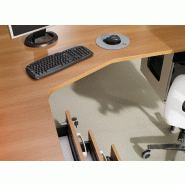 Bureaux bench compact Tempo avec caissons - Mobel Linea - 160, Alu, Acacia foncé, 3 tiroirs_4