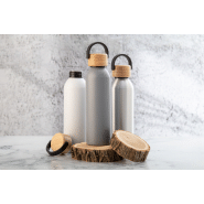 Bouteille en aluminium 600 ml - couvercle en bambou - couleur argenté_4