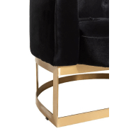 Fauteuil capitonné DACIA - Velours anthracite, structure bouleau et métal doré_4