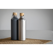 Thermos isotherme double paroi en acier inoxydable - 500 ml - Couvercle en bambou et mousqueton_4