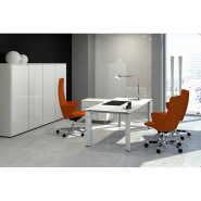 Bureau de direction 4 pieds avec passage de câble - FILL EVO - Plateau en bois ou verre, L 200 ou L 218 cm - Fabricant LAS_4