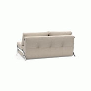 Innovation Living - Canapé design convertible Cubed 02 Chrome 160 en tissu Blida Sand Grey - Couchage 160x200 cm_4