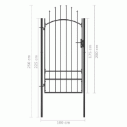 Vidaxl portail de jardin acier 1x2,5 m noir 146321_4